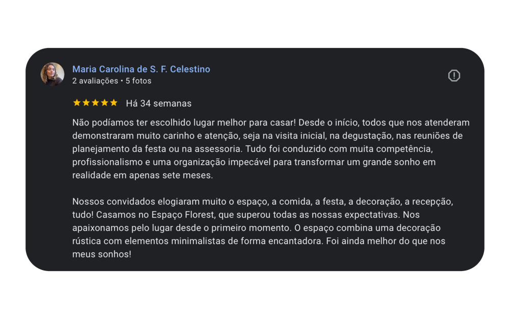 Recepção montada no Espaço Florest.