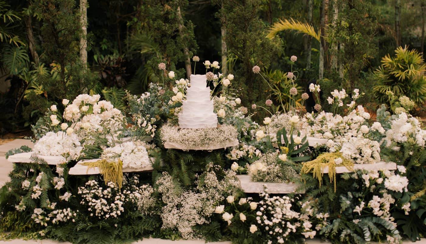 Composição floral da decoração.